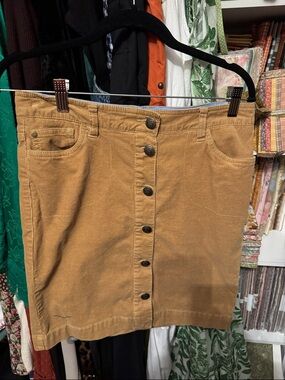 Tommy Hilfiger Button-Front Mini Skirt in Camel Brown